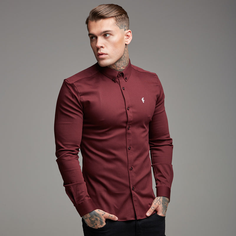 Father Sons Super Slim Stretch Burgundy Denim Long Sleeve - FS212