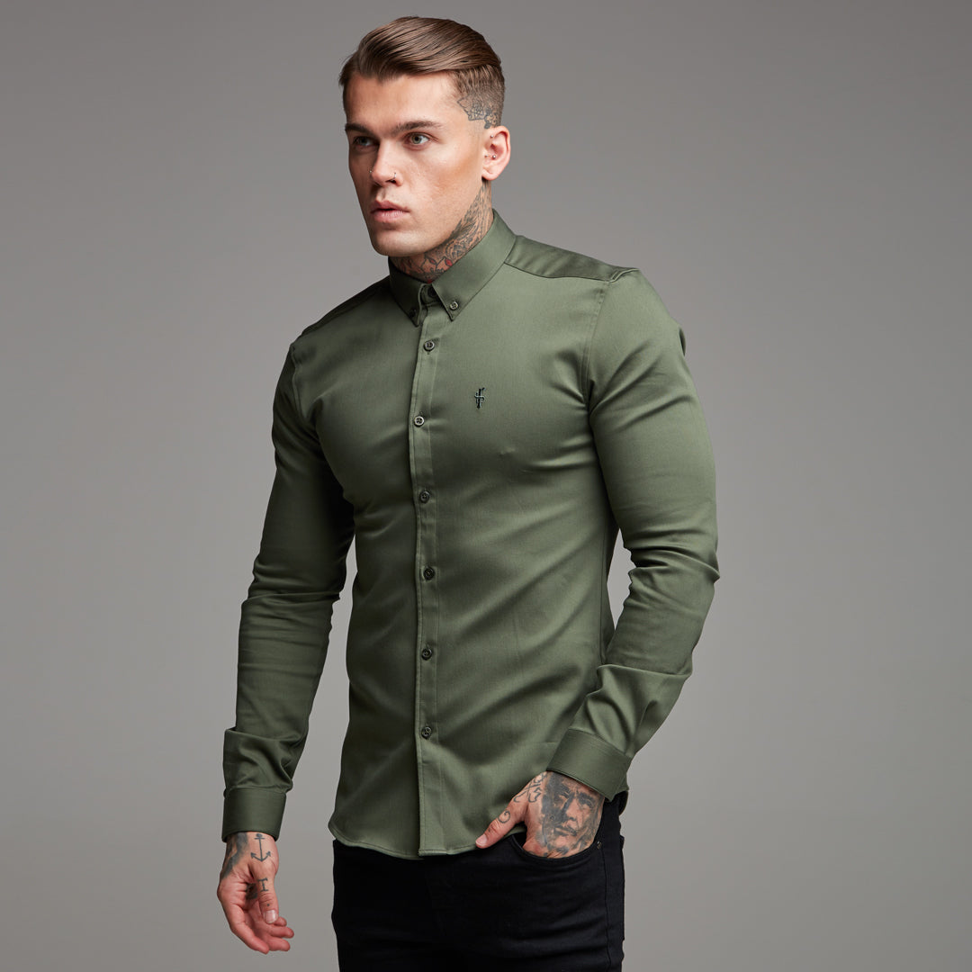 Super Slim Stretch Khaki Denim Long Sleeve - FS211