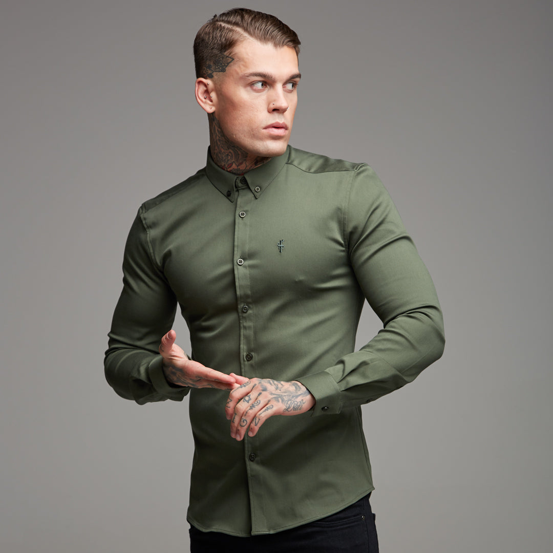 Super Slim Stretch Khaki Denim Long Sleeve - FS211