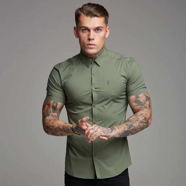 Father Sons Super Slim Stretch Classic Khaki Short Sleeve - FS238