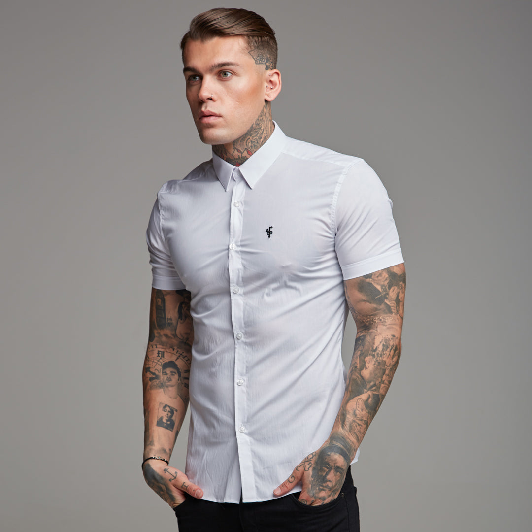 Super Slim Stretch Classic White Short Sleeve - FS126