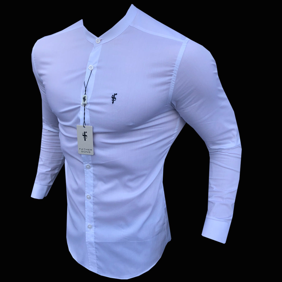 Super Slim Stretch Classic White Grandad Collar - FS170
