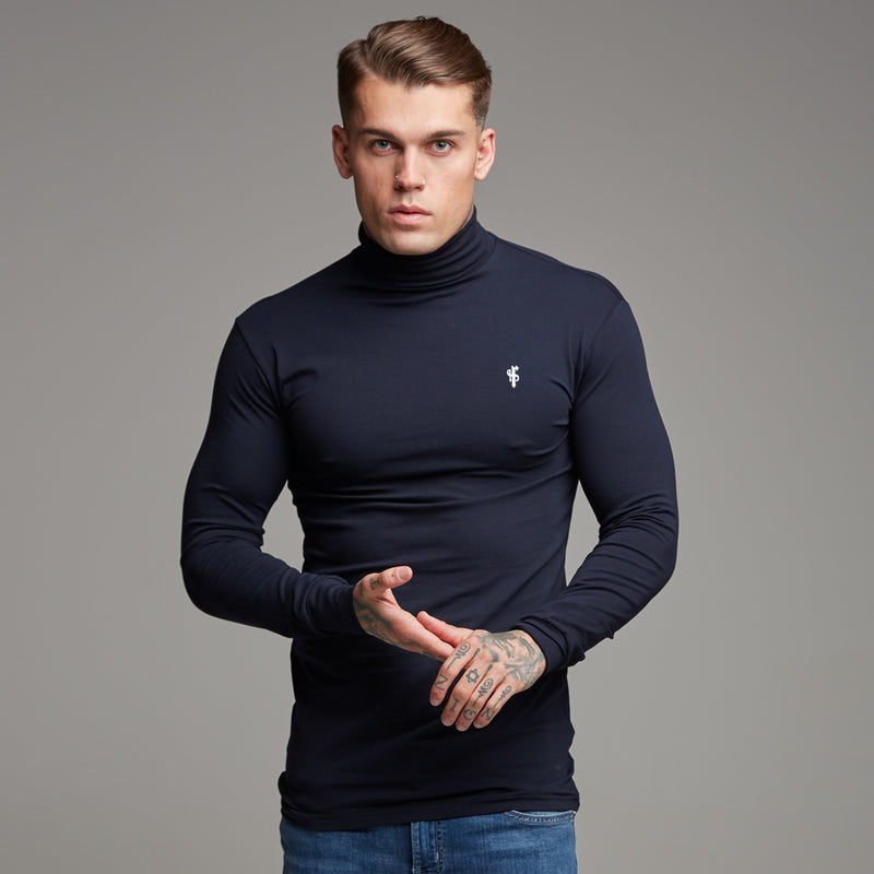 Father Sons Classic Navy Stretch Roll Neck  - FSH164