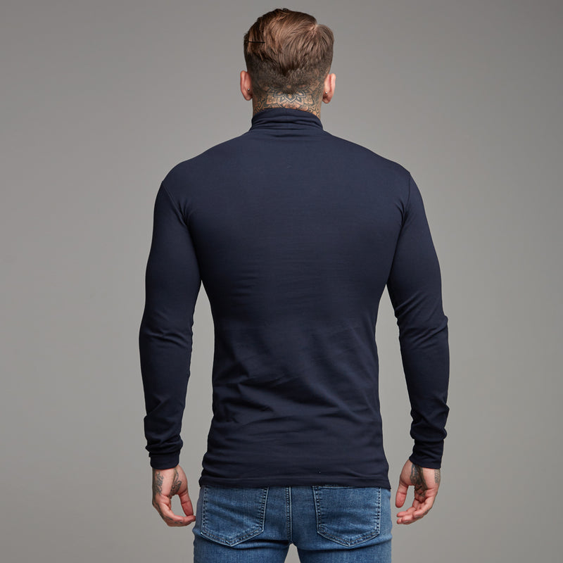 Father Sons Classic Navy Stretch Roll Neck  - FSH164