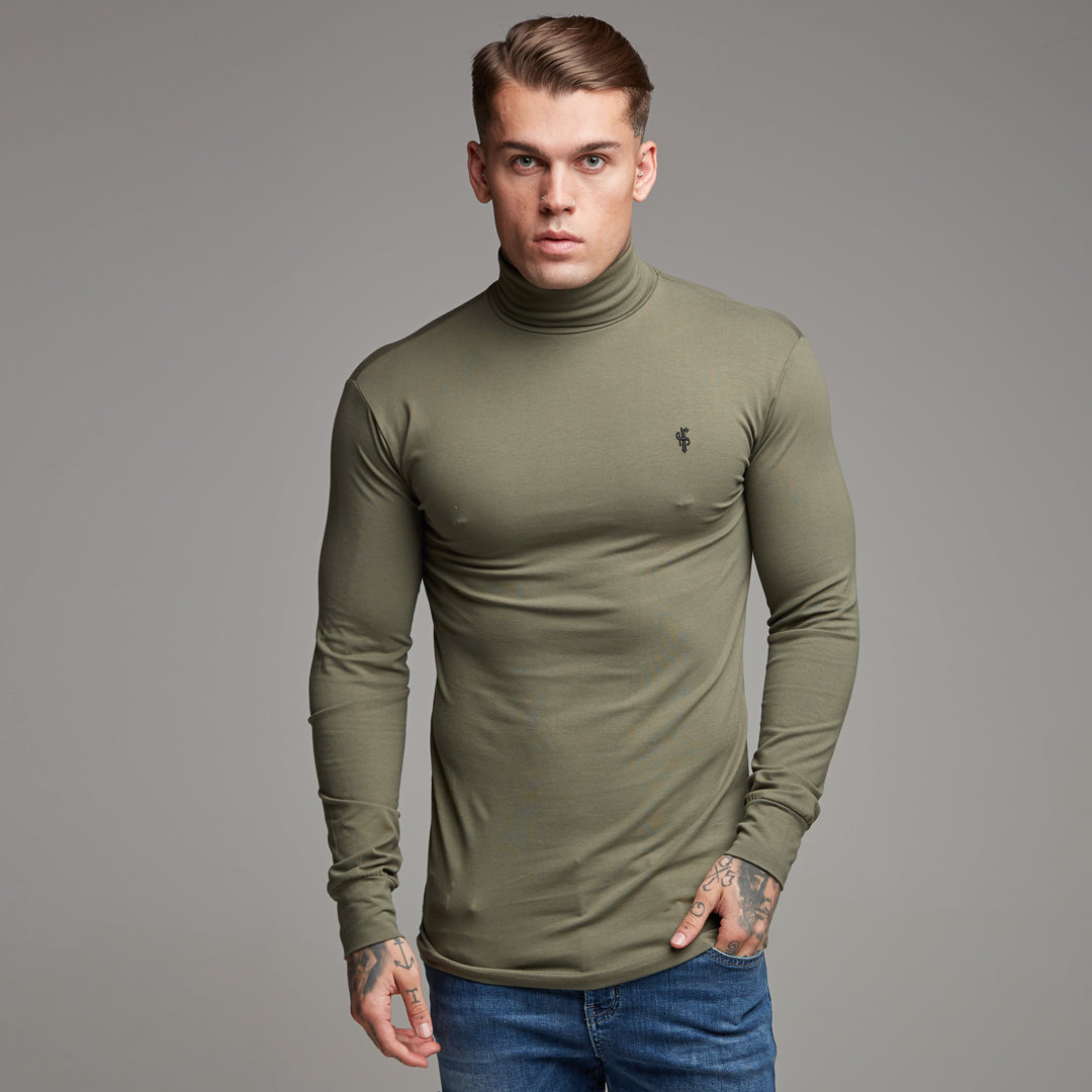 Classic Khaki Stretch Roll Neck  - FSH165