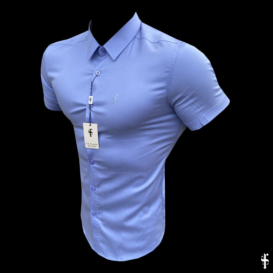 Super Slim Luxe Ultra Stretch Cornflower Blue Short Sleeve -  FS386