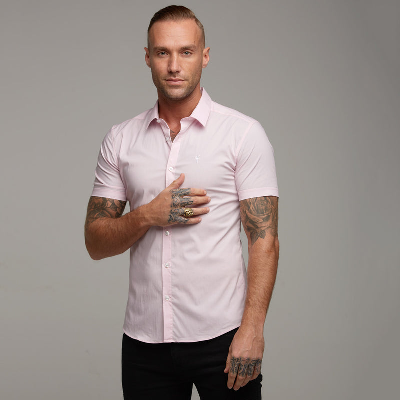 Father Sons Super Slim Stretch Classic Pink Short Sleeve - FS184