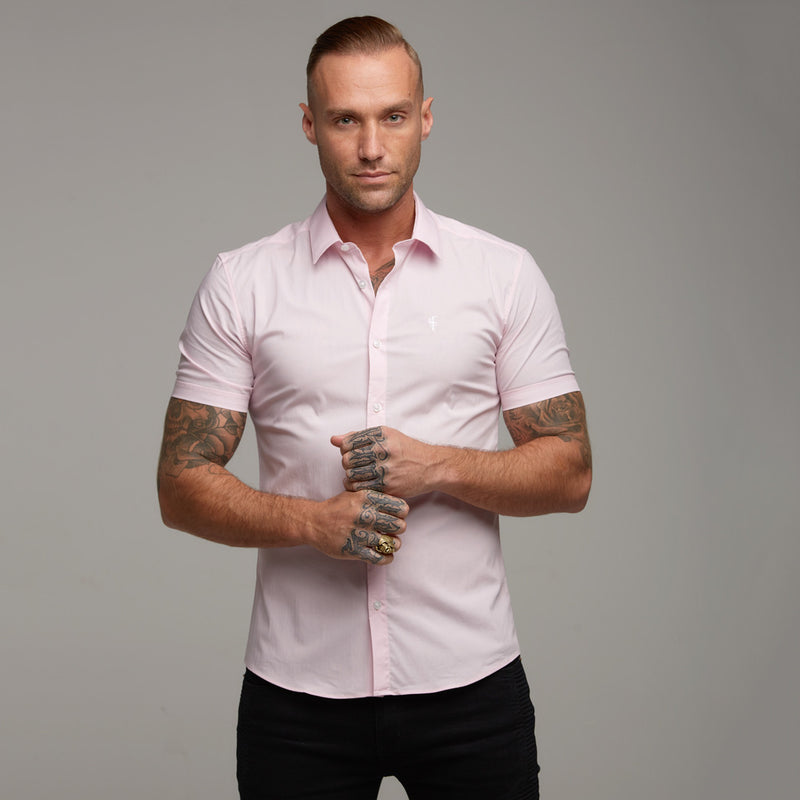 Father Sons Super Slim Stretch Classic Pink Short Sleeve - FS184