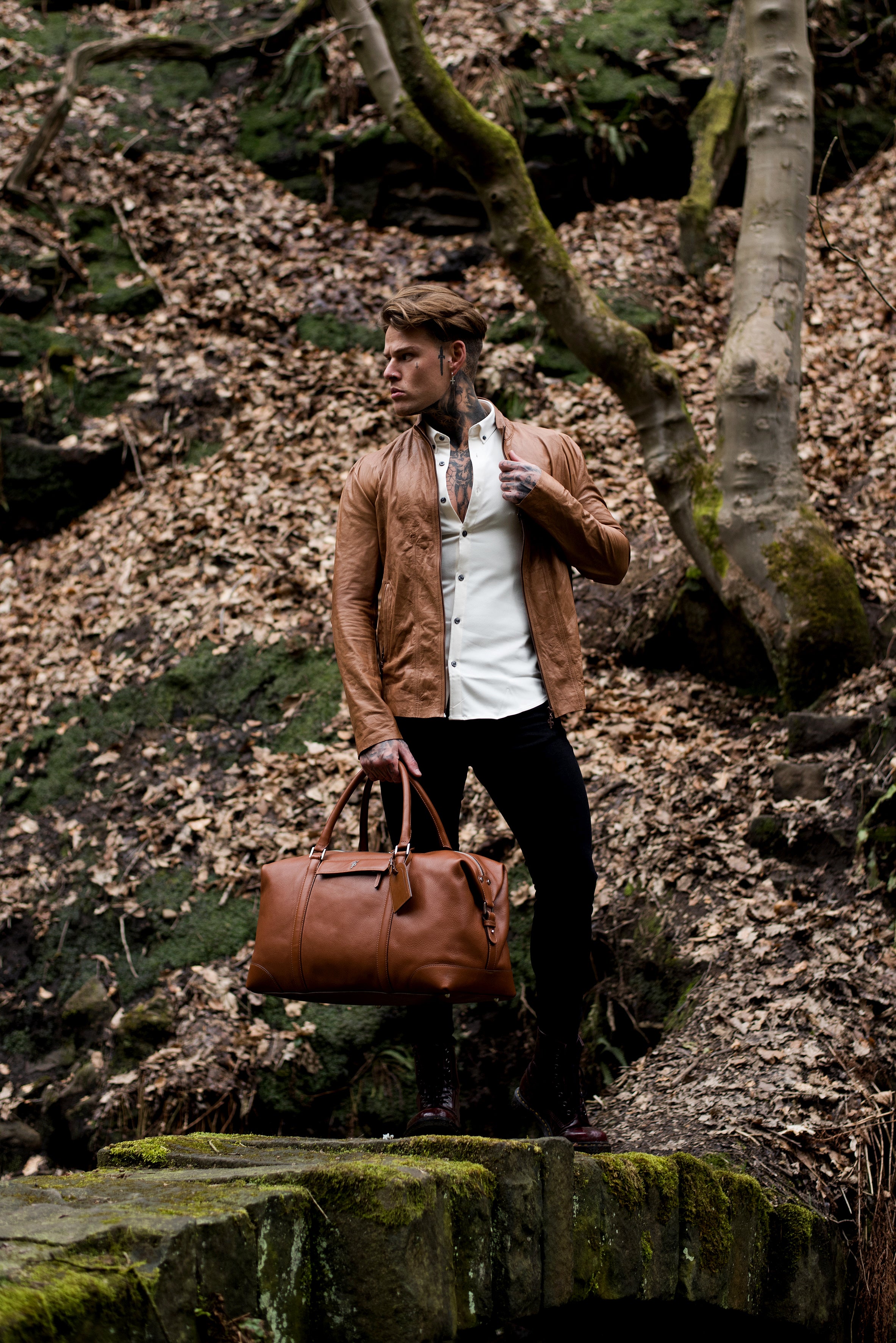 Super Slim Stretch Cream Denim Short Sleeve - FS202