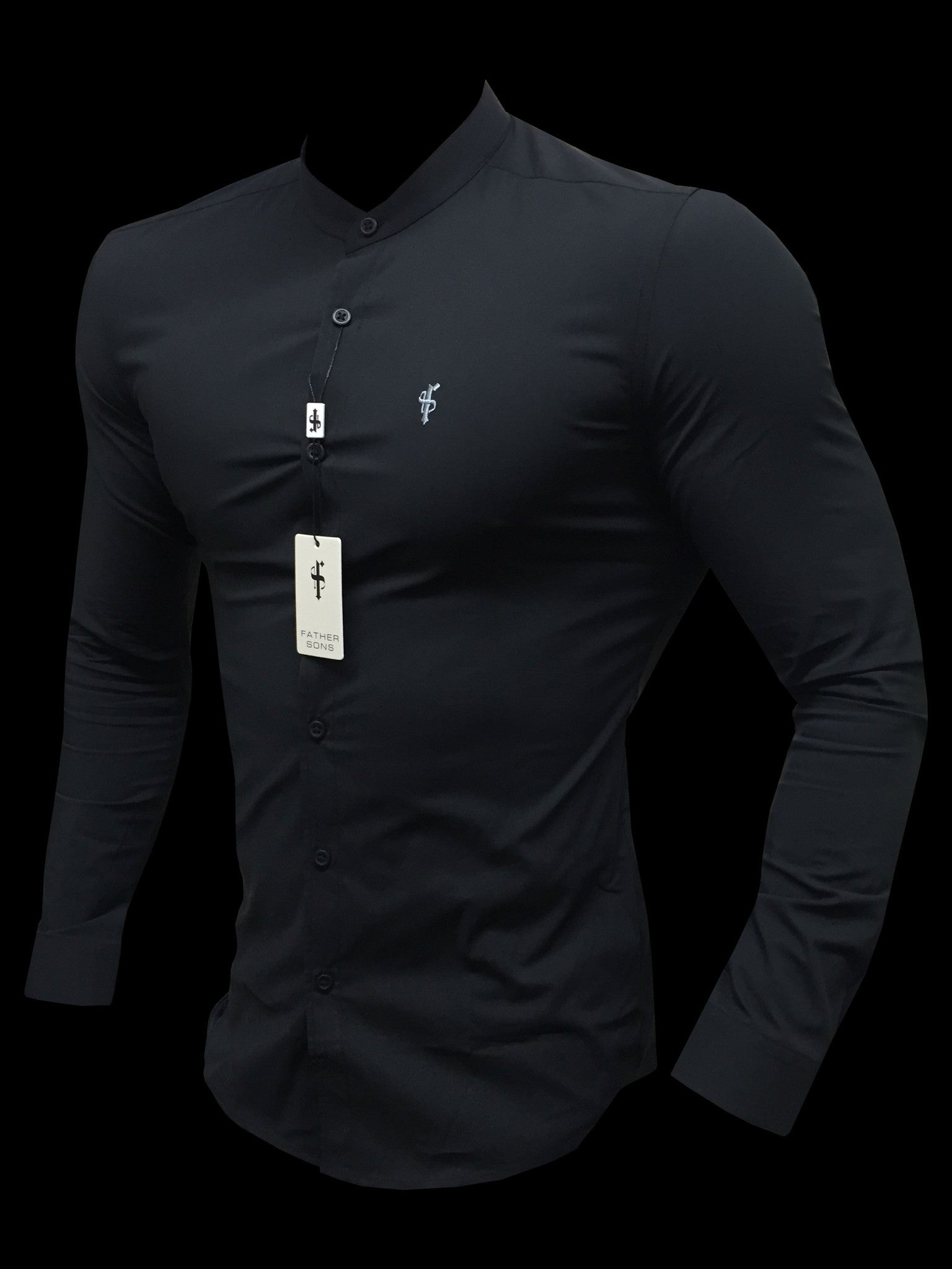 Super Slim Stretch Classic Black Grandad Collar - FS171