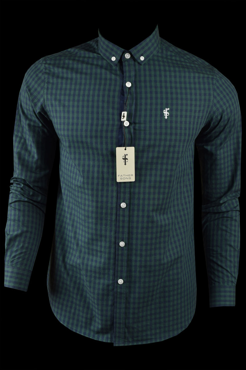 Father Sons Green & Navy Tartan Long Sleeve - FS083 (LAST CHANCE)