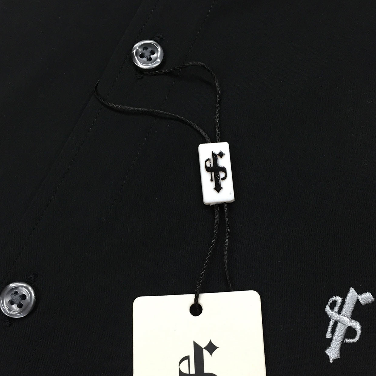 Super Slim Stretch Classic Black Grandad Collar Short Sleeve - FS173