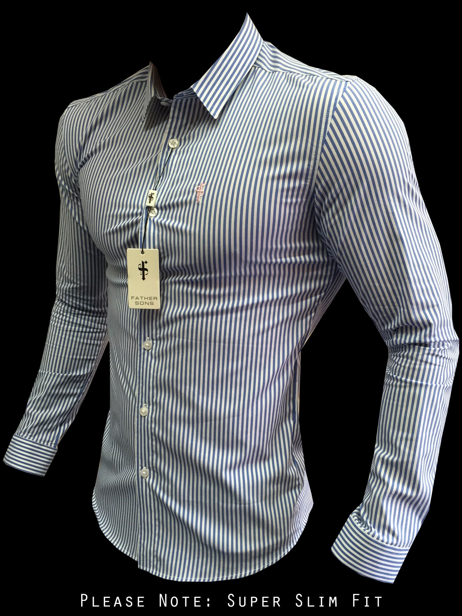 Super Slim Stretch Navy & White Stripe (Pink Emblem)  -  FS112P