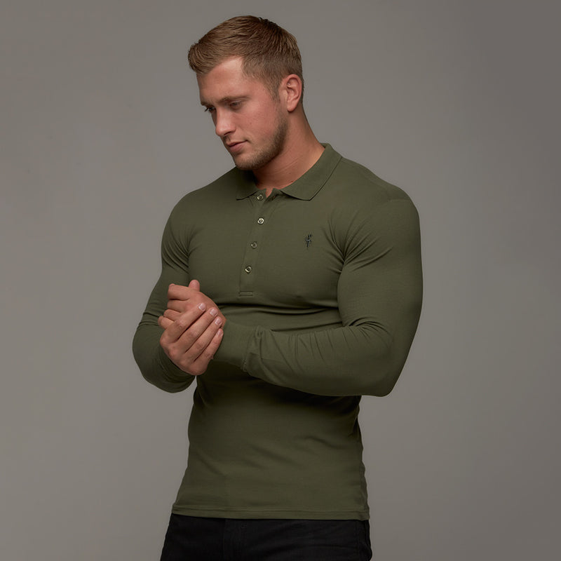 Father Sons Classic Khaki Polo Long Sleeve Shirt - FSH035