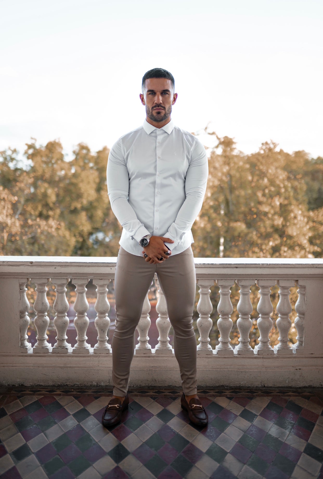 Father Sons Slim Stretch Beige Sateen Pants - FSH407