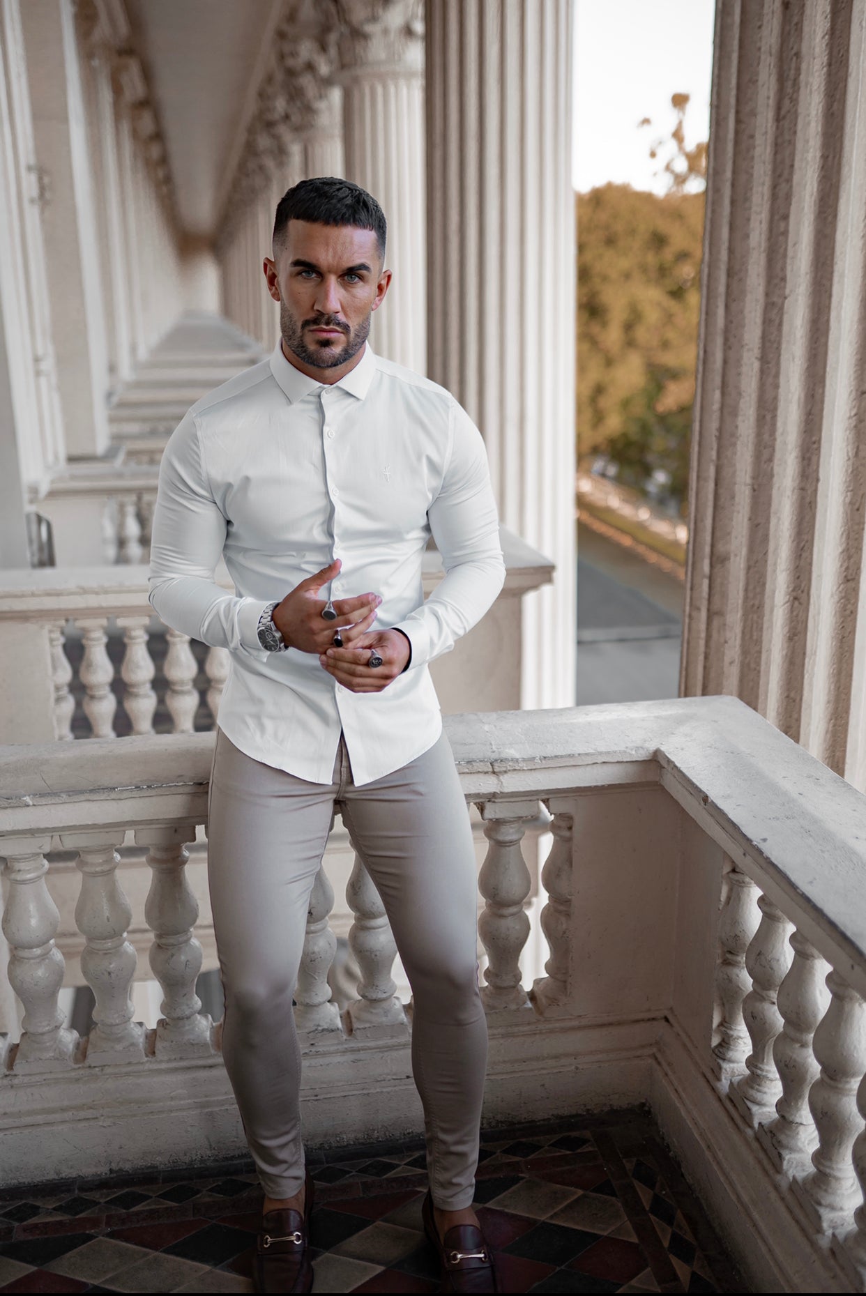 Father Sons Slim Stretch Beige Sateen Pants - FSH407