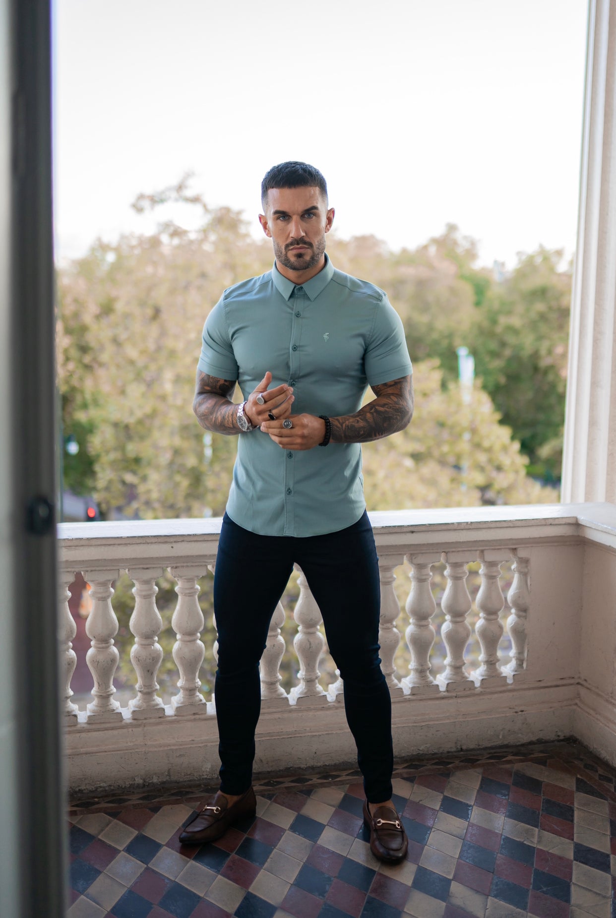 Father Sons Slim Stretch Navy Sateen Pants - FSH406