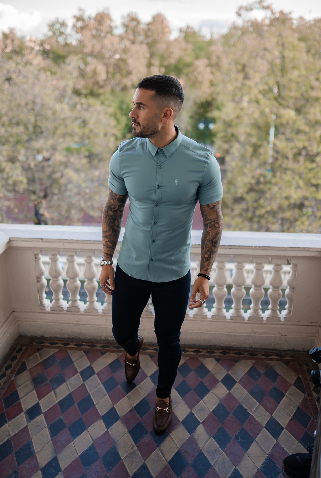 Father Sons Slim Stretch Navy Sateen Pants - FSH406