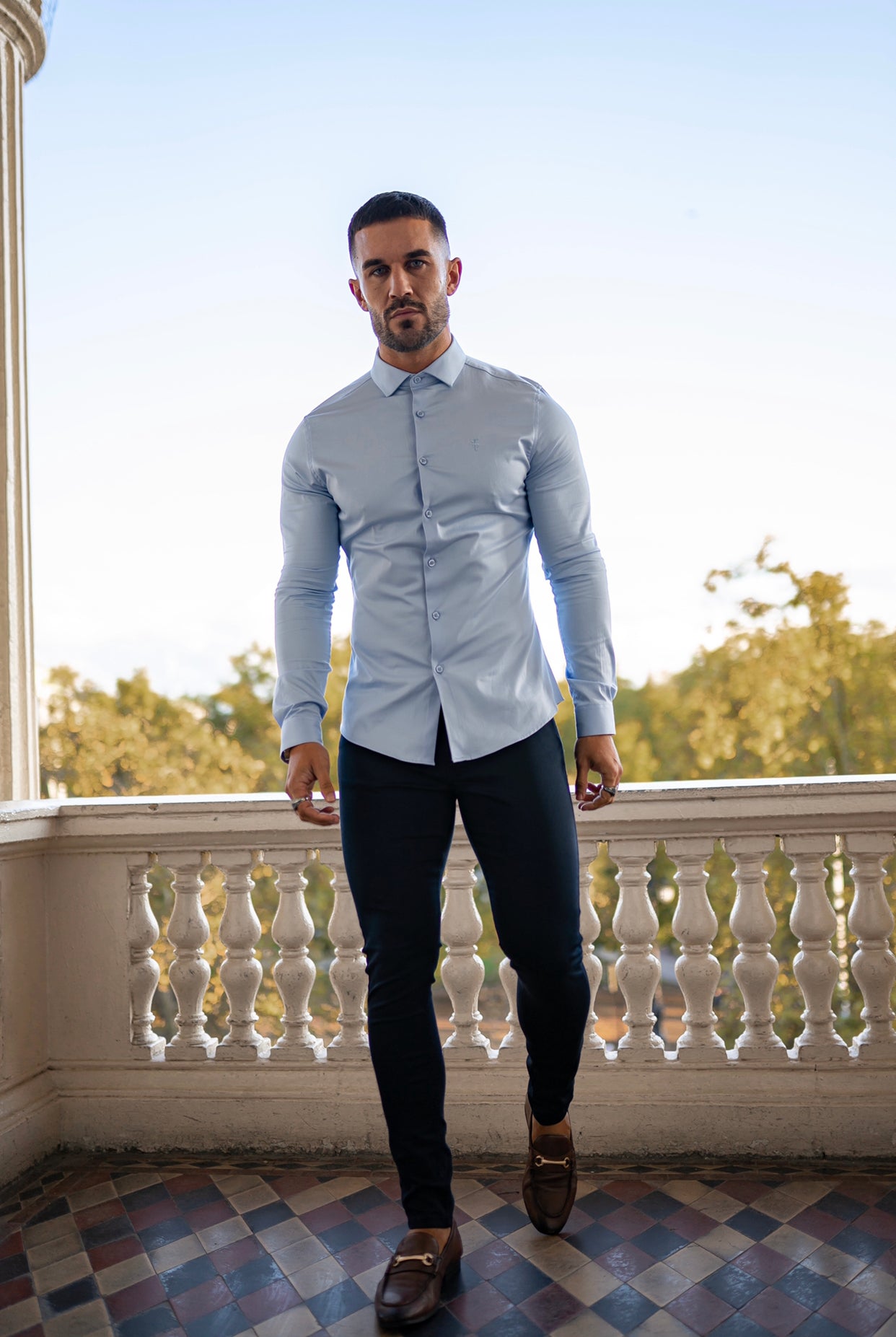 Father Sons Slim Stretch Navy Sateen Pants - FSH406