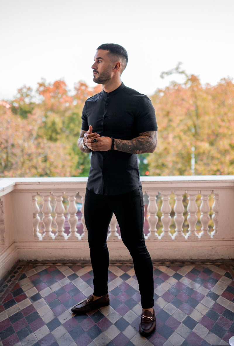 Father Sons Slim Stretch Black Sateen Pants - FSH405
