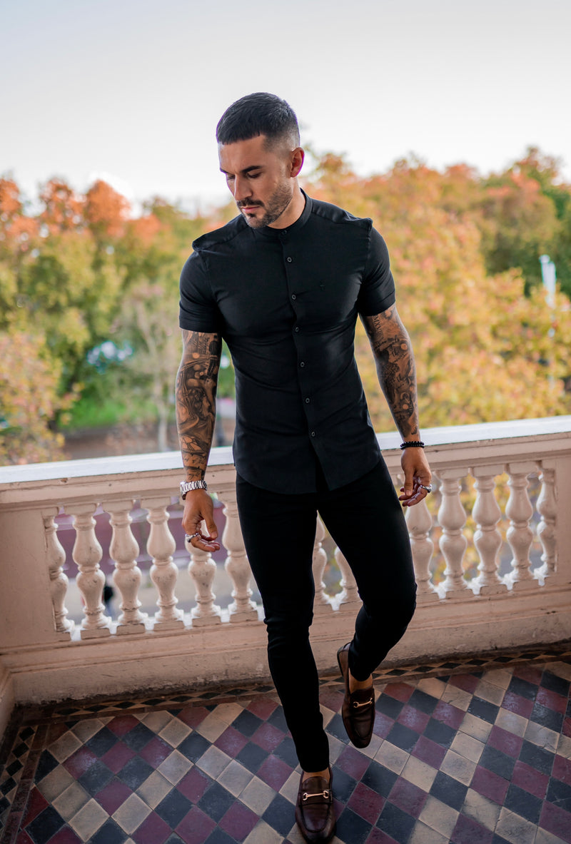 Father Sons Slim Stretch Black Sateen Pants - FSH405