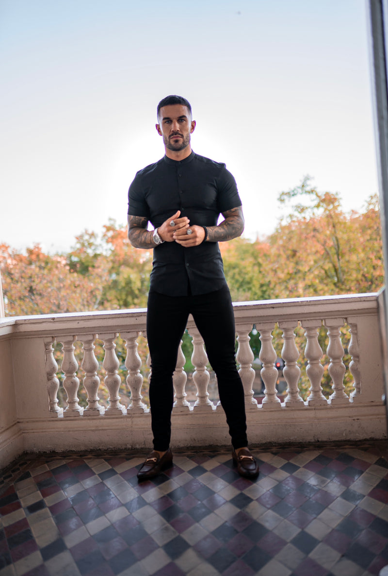 Father Sons Slim Stretch Black Sateen Pants - FSH405