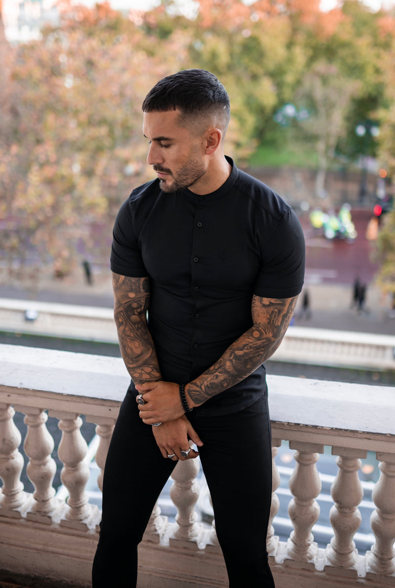 Father Sons Slim Stretch Black Sateen Pants - FSH405