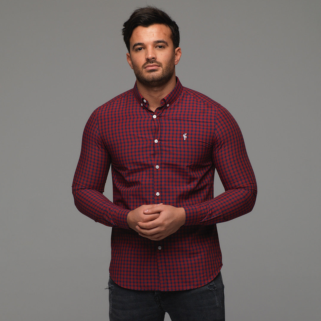 Classic Red & Navy Check Long Sleeve - FS262 (LAST CHANCE)