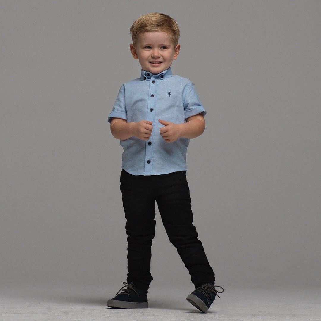 Boys Blue Oxford Contrast - FSB003 (LAST CHANCE)