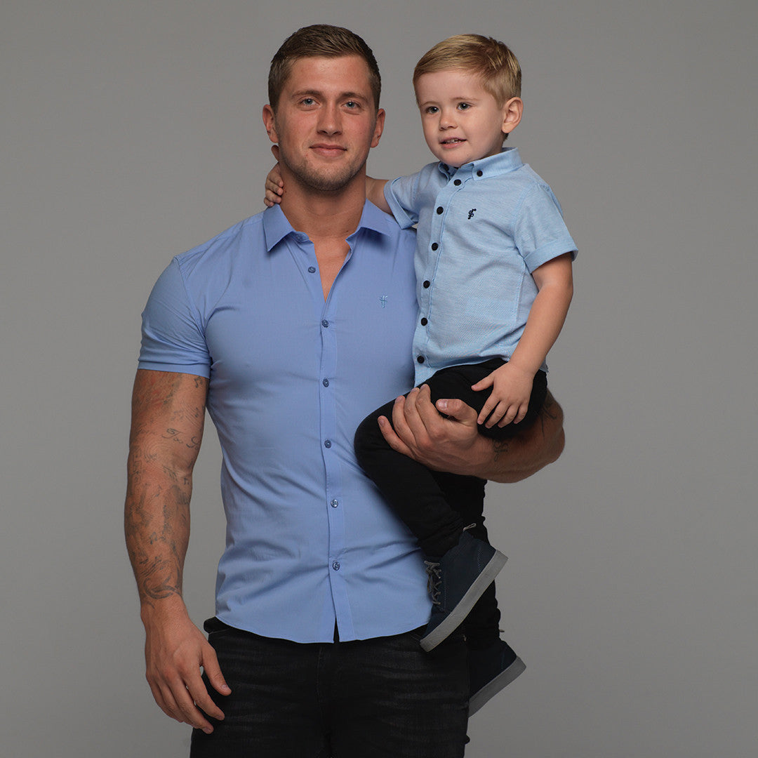 Boys Blue Oxford Contrast - FSB003 (LAST CHANCE)