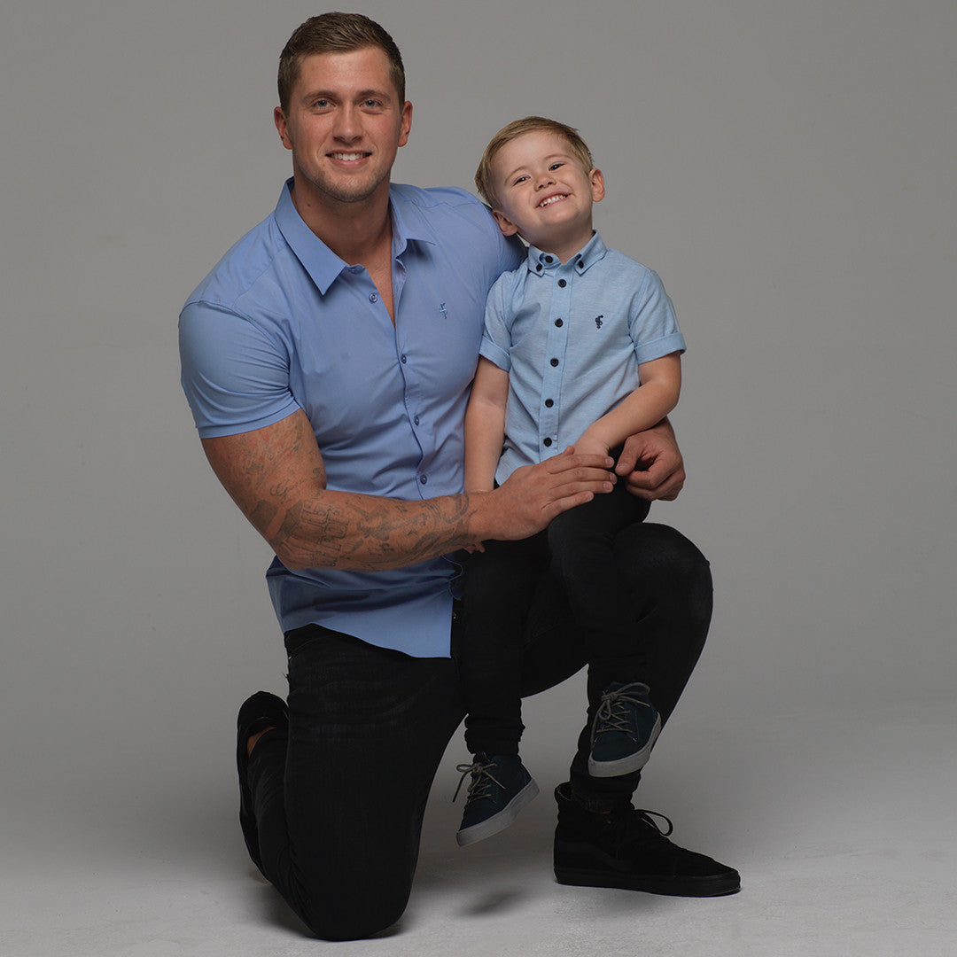 Boys Blue Oxford Contrast - FSB003 (LAST CHANCE)