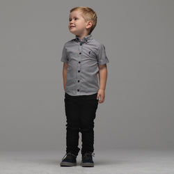 Father Sons Boys Grey Oxford Contrast - FSB004 (LAST CHANCE)