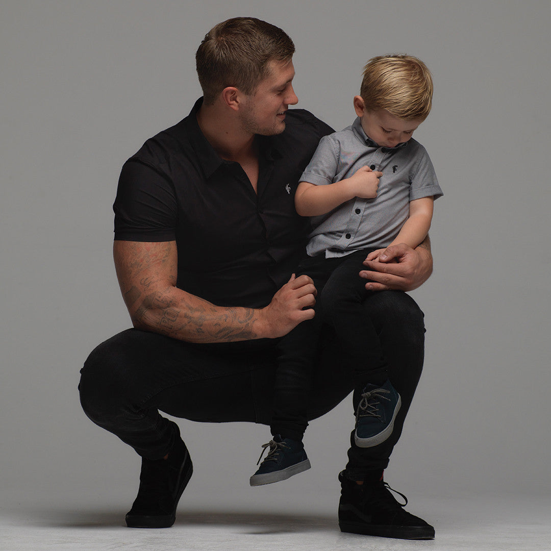 Boys Grey Oxford Contrast - FSB004 (LAST CHANCE)