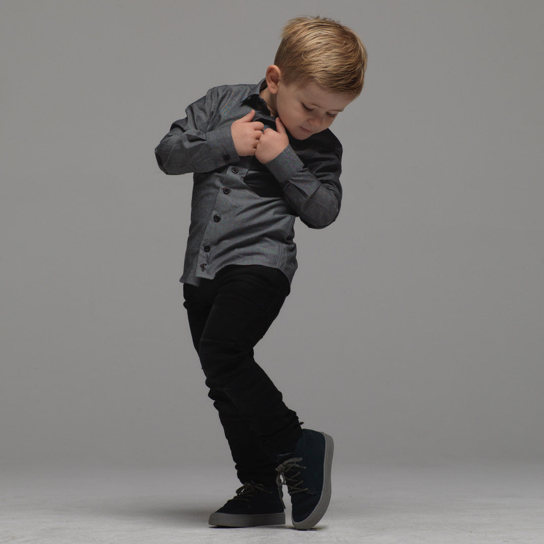 Boys Grey & Black Leather Pocket - FSB014 (LAST CHANCE)