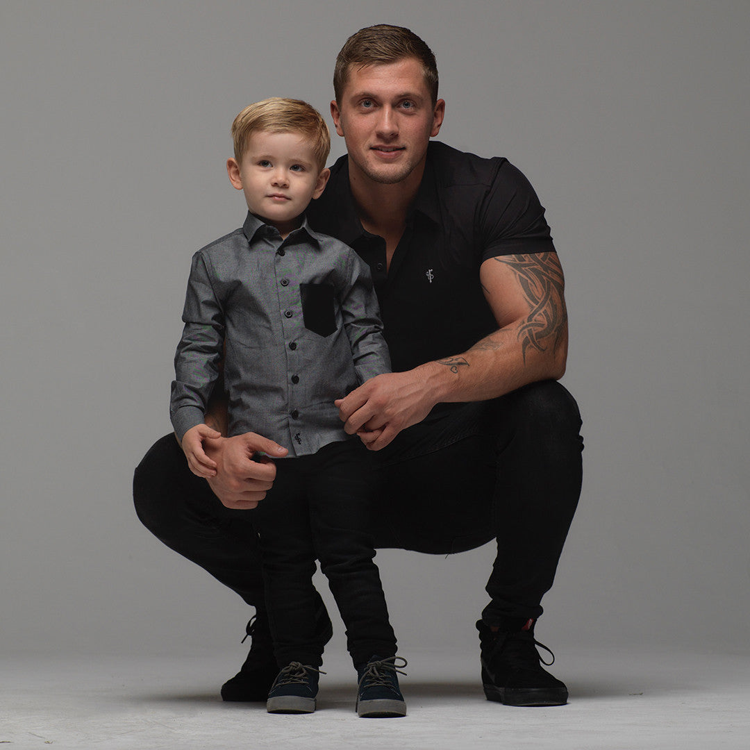 Boys Grey & Black Leather Pocket - FSB014 (LAST CHANCE)