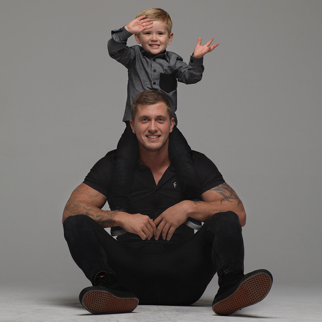 Boys Grey & Black Leather Pocket - FSB014 (LAST CHANCE)