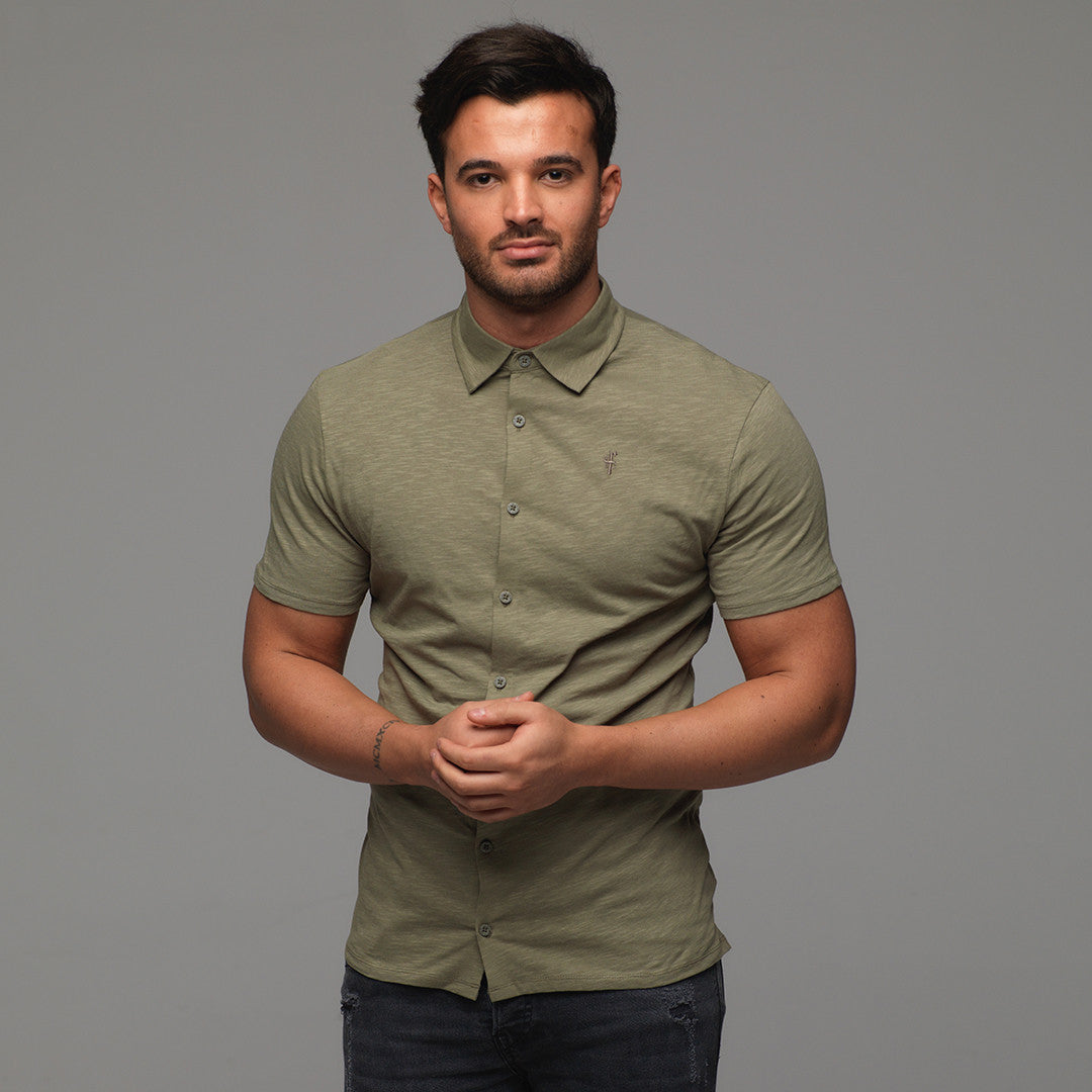 Super Slim Khaki Jersey Short Sleeve - FSH014 (LAST CHANCE)