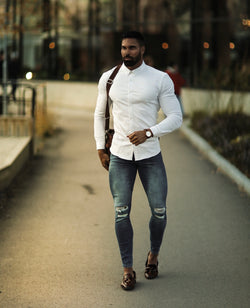 Father Sons Super Slim Stretch White Denim Long Sleeve - FS597