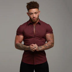 Father Sons Super Slim Stretch Classic Burgundy Short Sleeve - FS236