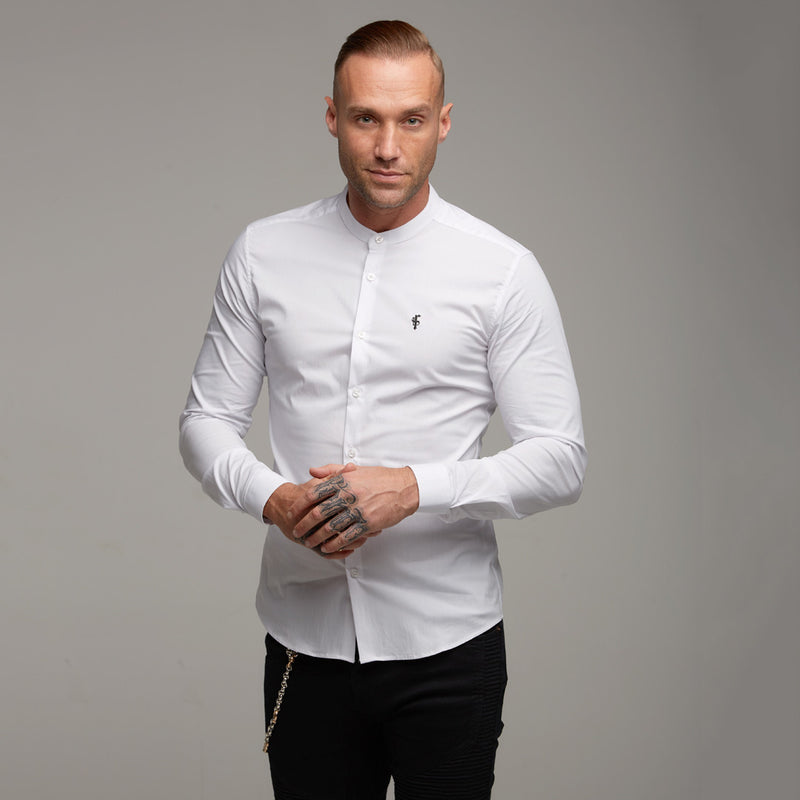 Father Sons Super Slim Stretch Classic White Grandad Collar - FS170