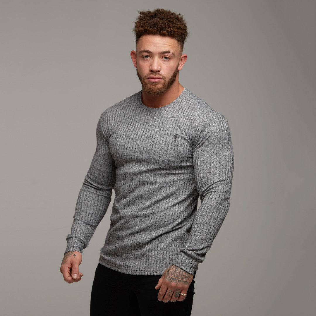 Father Sons Classic Grey & Black Ribbed Knit Sweater - FSH079