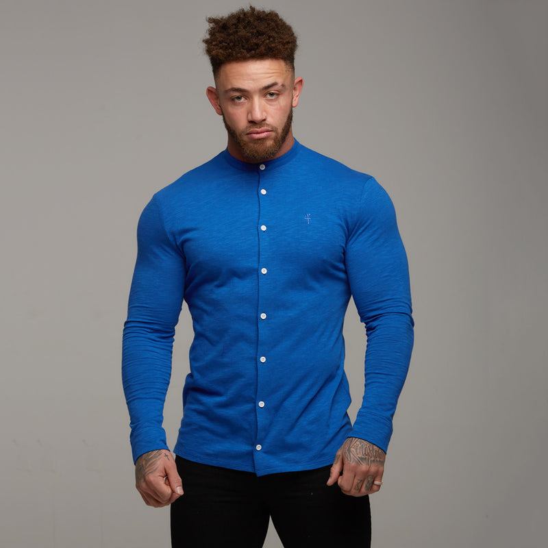 Father Sons Super Slim Royal Blue Grandad Collar Jersey - FSH011 (LAST CHANCE)