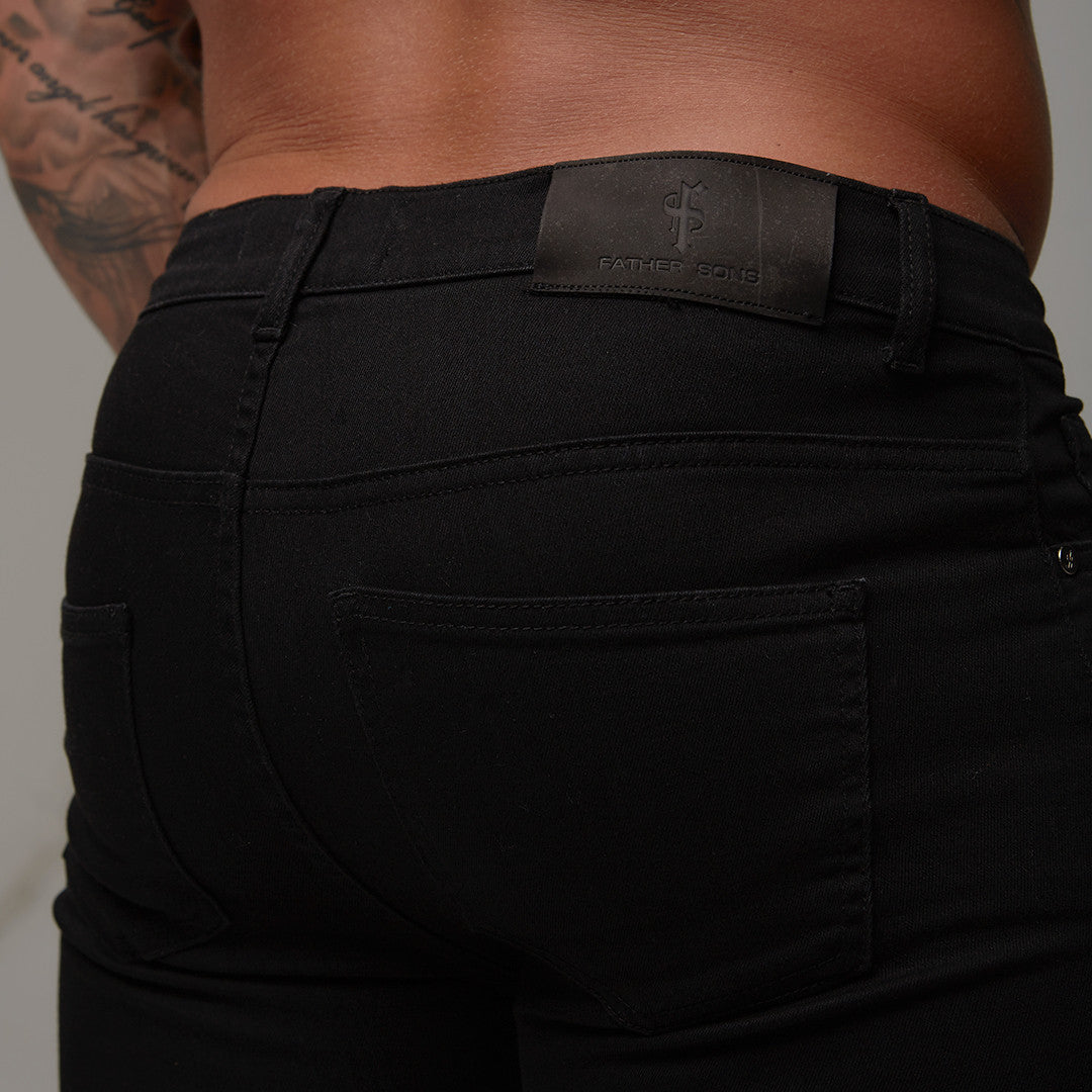 Ripped Slim Stretch Black Jeans - FSH101 (LAST CHANCE)