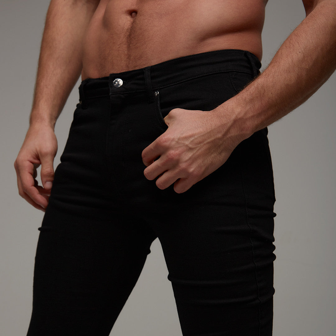 Ripped Slim Stretch Black Jeans - FSH101 (LAST CHANCE)