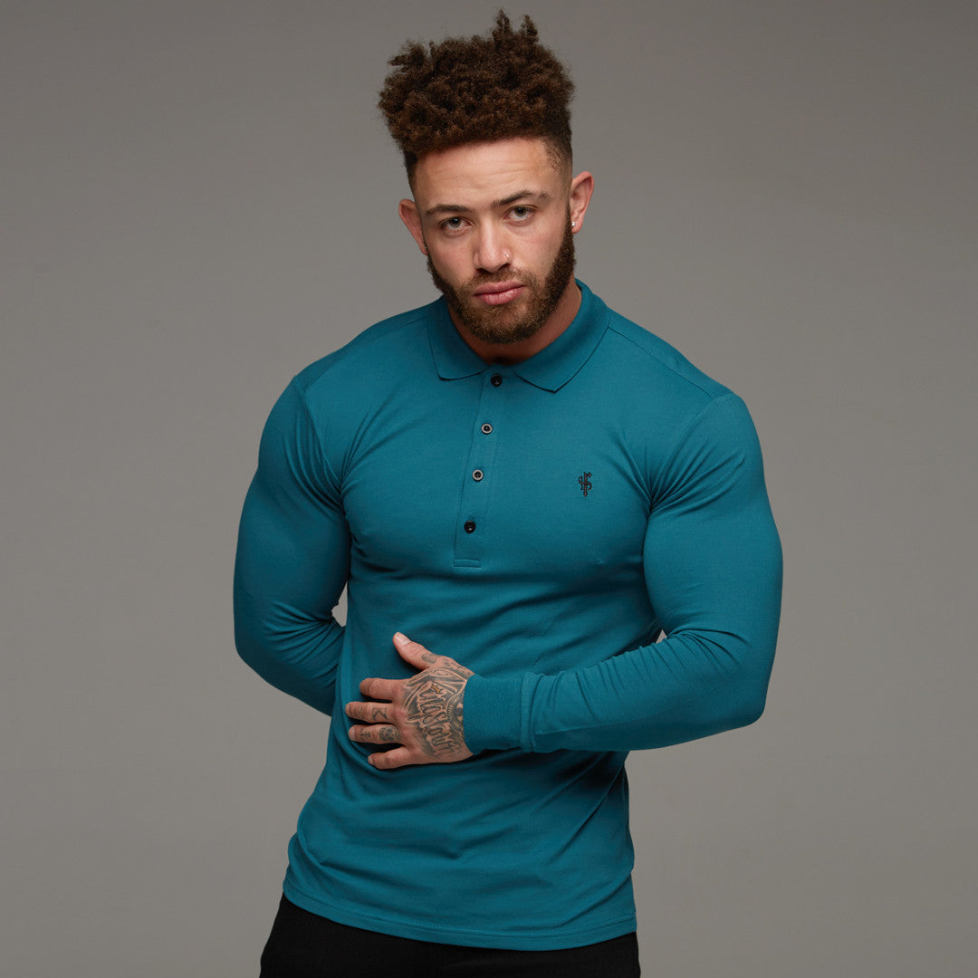 Classic Teal Polo Long Sleeve Shirt - FSH105