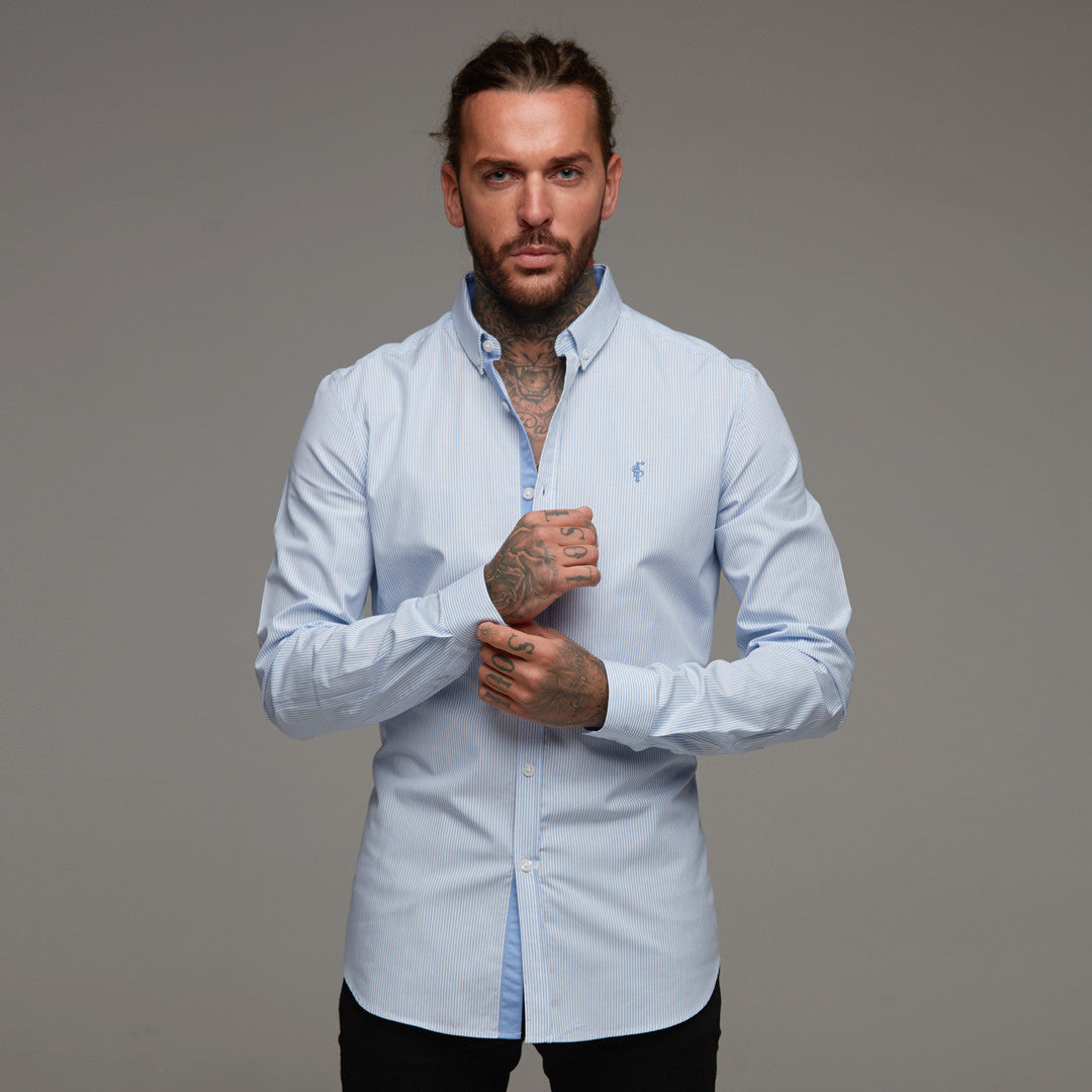 Classic Light Blue White Stripe Long Sleeve - FS256 (LAST CHANCE)