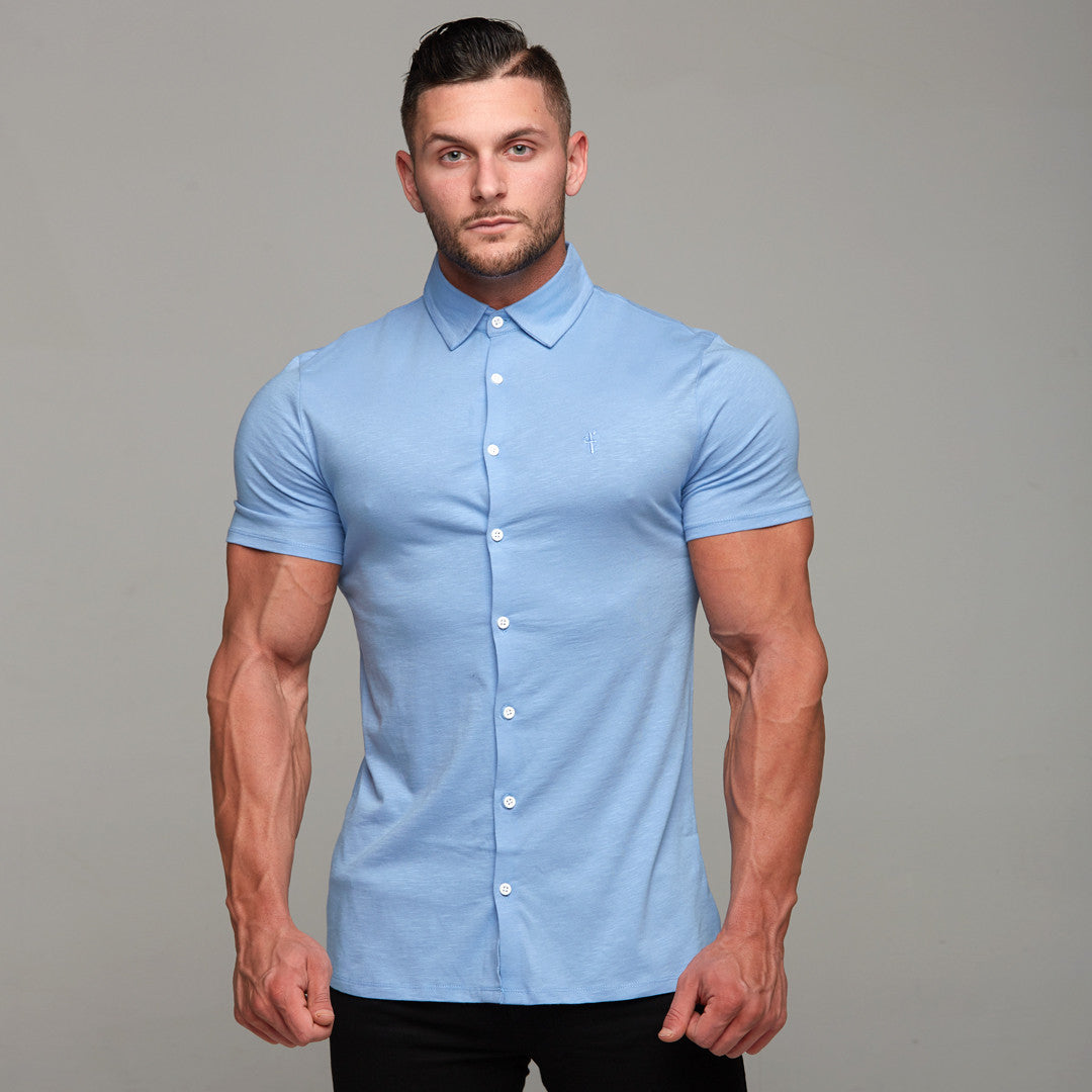 Super Slim Baby Blue Jersey Short Sleeve - FSH015 (LAST CHANCE)