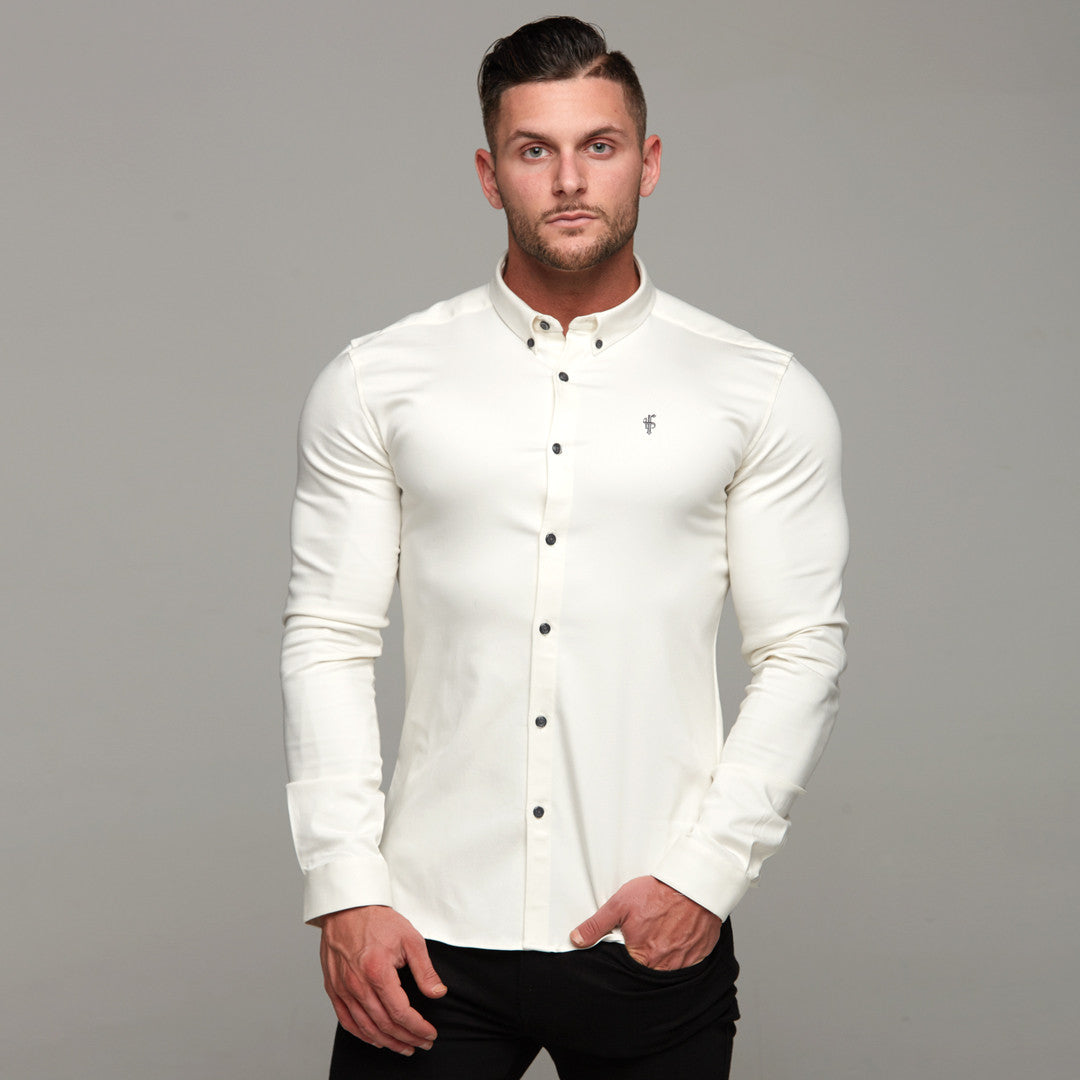 Super Slim Stretch Cream Denim Long Sleeve - FS210