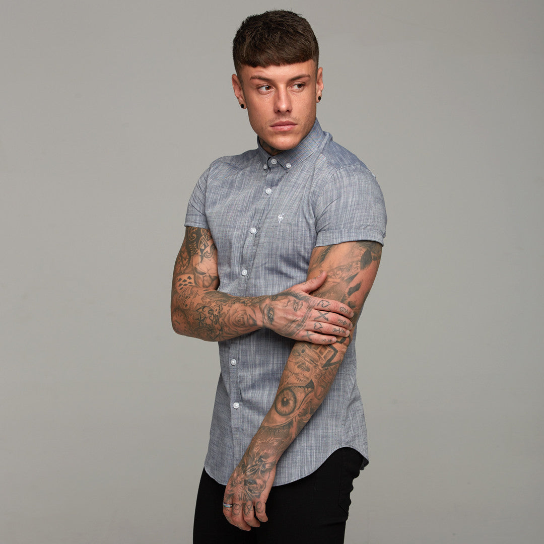 Classic Blue/Grey Slub Short Sleeve - FS281 (LAST CHANCE)