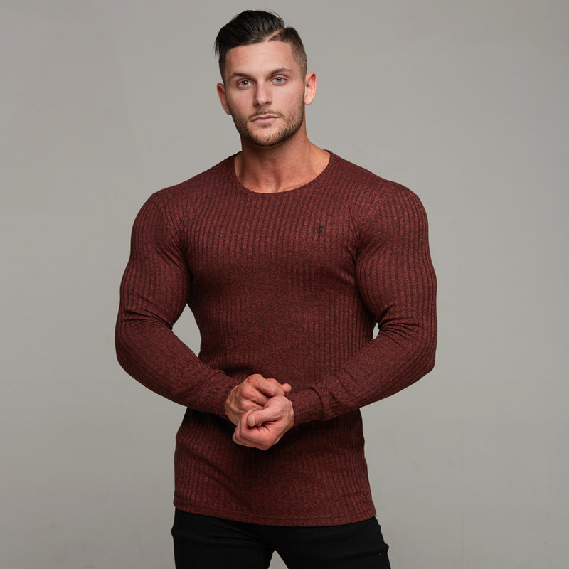 Father Sons Classic Burgundy Ribbed Knit Super Slim Crew - FSH113